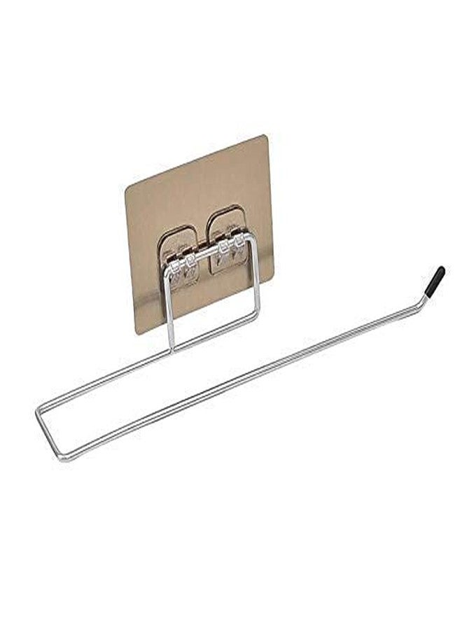 RRJ Stainless Steel Self Adhesive Napkin Ring Wall Mount Towel Hanging Holder with Magic Adhesive Pad Kitchen Paper Roll Holder Tissue Paper Stand Towel Bar Hanger foe Kitchen and Washbasin use - Image 1